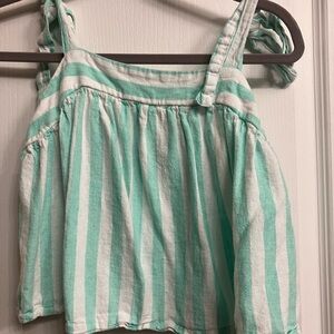 Stoney Clover Lane Mint and White Striped Crop Top